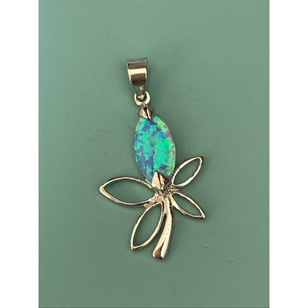 .925 Opal Flower Sterling Silver Jewelry Pendant #garden